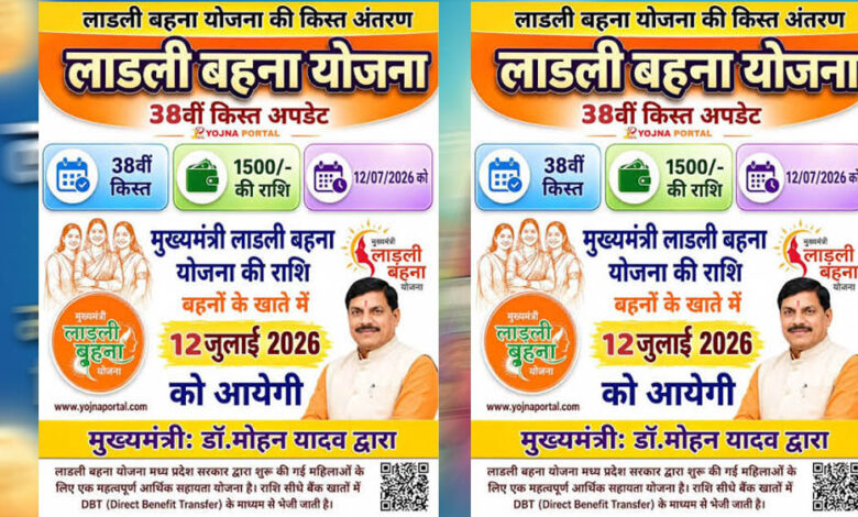 लाड़ली बहना योजना की 38वीं किस्त कल जारी, ₹1500 के साथ CM मोहन यादव दे सकते हैं नई सौगात