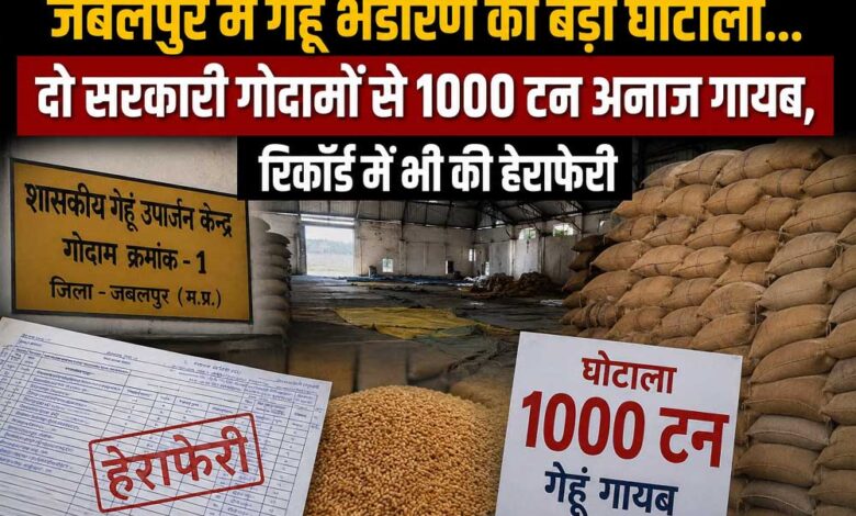 जबलपुर में गेहूं भंडारण का बड़ा घोटाला, दो सरकारी गोदामों से 1000 टन अनाज गायब