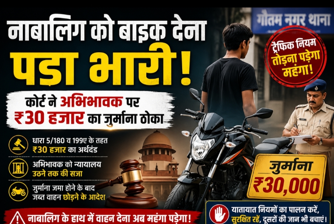 नाबालिग को बाइक देना पड़ा भारी: कोर्ट ने अभिभावक पर ₹30 हजार का जुर्माना लगाया